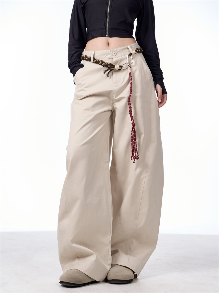 Retro Matchet Pants Casual Pants For Women With Belt - Image 7
