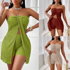 Women's Strapless Bandeau Top Shorts Suit