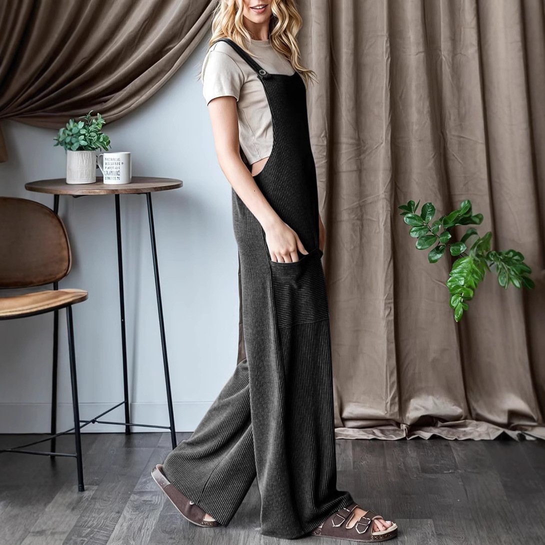 Adjustable Buckle Pocket Overalls Women - Image 5