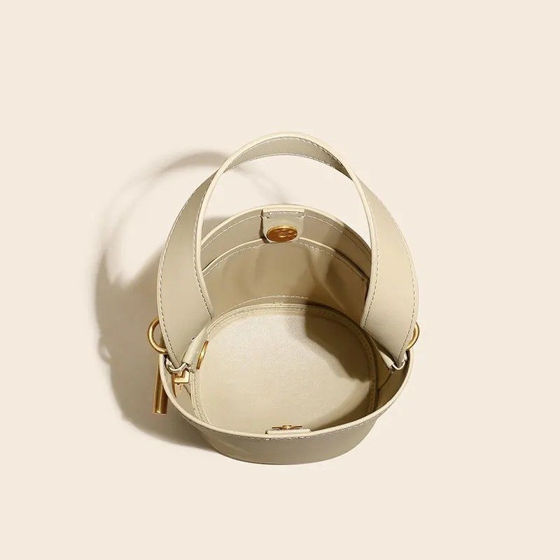 Women’s Portable One-shoulder Crossbody Genuine Leather Bucket Bag - Image 2