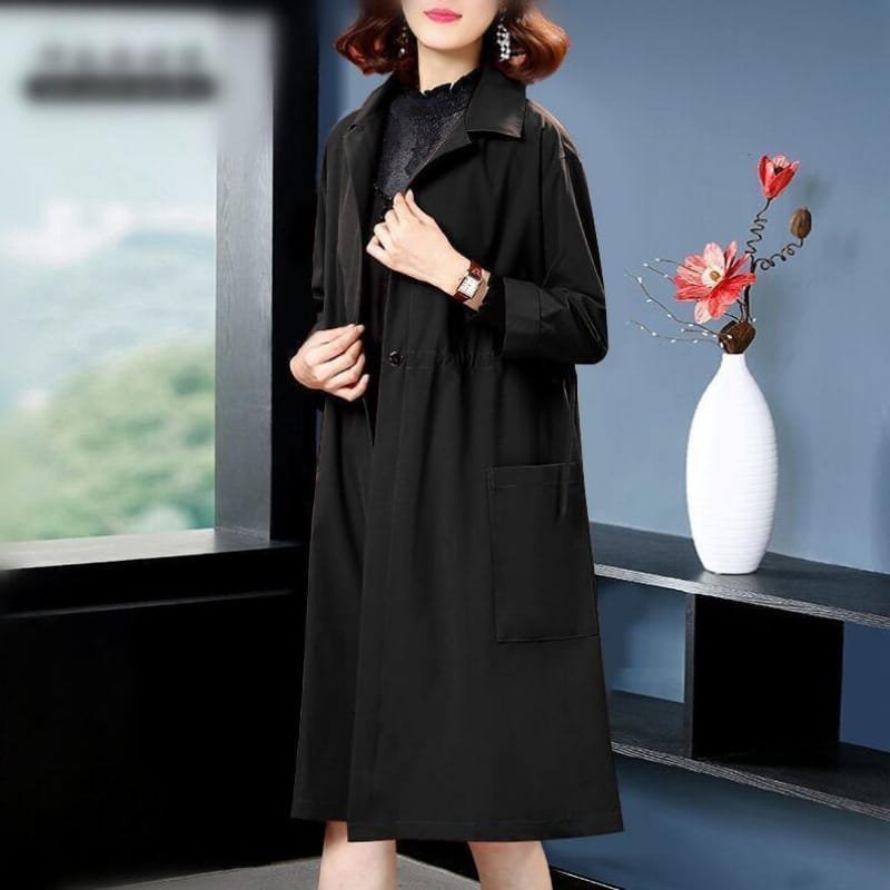 Temperament Western Style Mid-length Below The Knee Plus Size Loose Trench Coat Women - Image 6