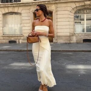 Tube Top Pleated Skirt Dress for Women