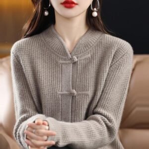 Women's Cashmere Cardigan Chinese Retro Buckle
