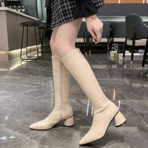 Long Boots Women's Boots Autumn And Winter New British Style Women's Shoes High-heeled Black Thick-heeled Retro Boots Pointed Knight Boots