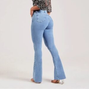 Women’s Light Color Bell-Bottom Pants – Slim Fit Stretch Flared Jeans