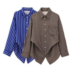 Fashionable Batwing Sleeve Striped Long-sleeved Shirt