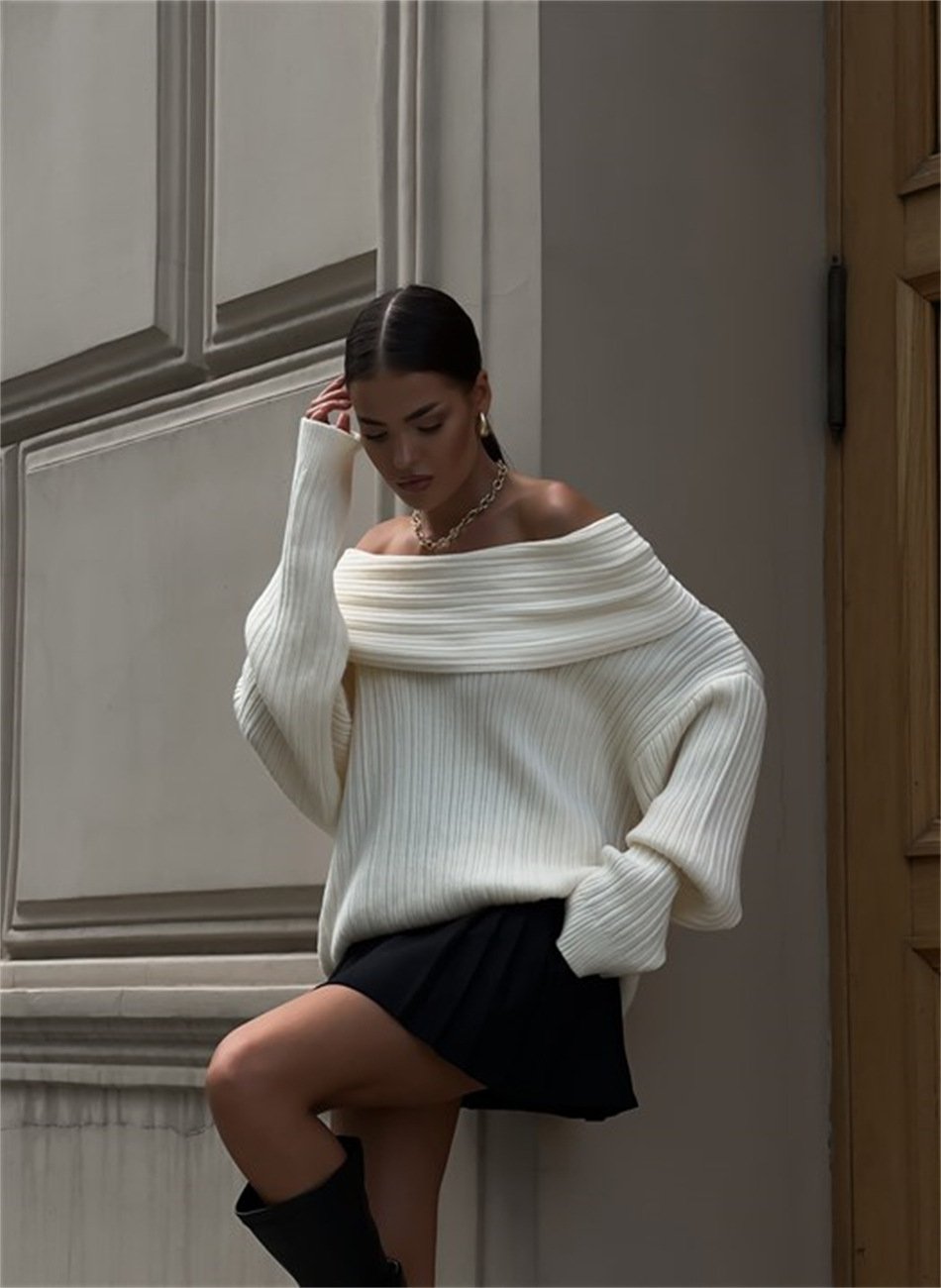 Long Sleeve Loose Solid Color Sweater - Image 2