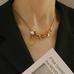 Gold Hip Hop Clavicle Chain Necklace – Trendy Women’s Streetwear Jewelry