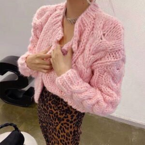 Women Knitted Sweater Mohair Wool Loose Cardigan Jacket – Handmade Knit Top & Gift for Women
