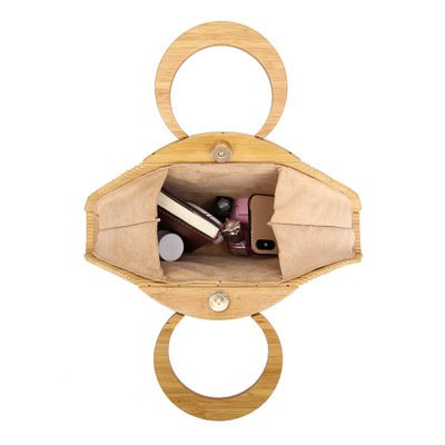 Retro Portable Bamboo Straw Woven Bag – Handmade Summer Beach Handbag for Women - Image 5