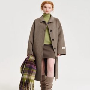 Double sided Cashmere Lapel Wide Woolen Coat