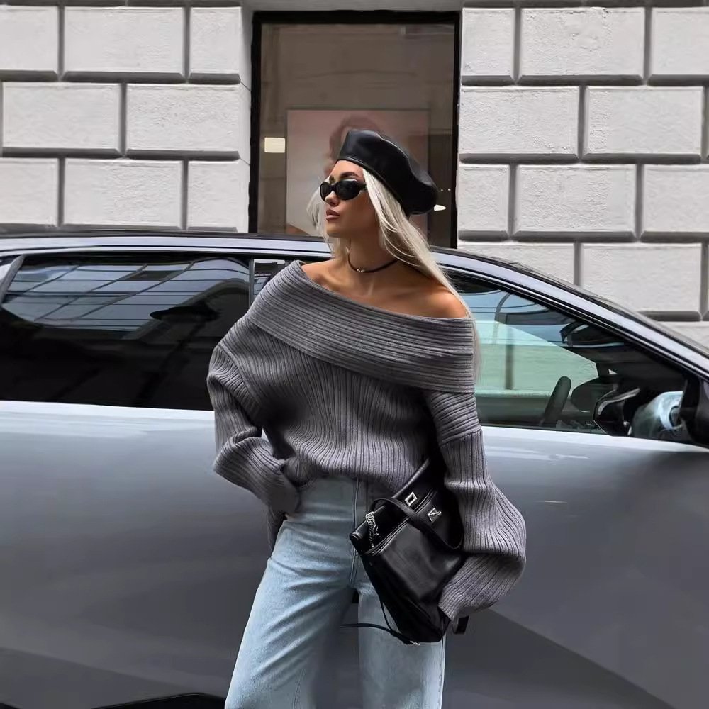 Long Sleeve Loose Solid Color Sweater - Image 6