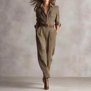 Spring and Autumn Chic Plaid Jumpsuit For Women – Trendy One-piece Casual Fashion Outfit