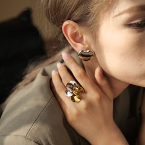 Gold-plated Ruffled Stainless Steel Ring