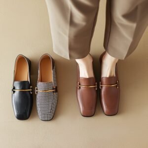 Chic Square-Toe Thick Heel Shoes for Women