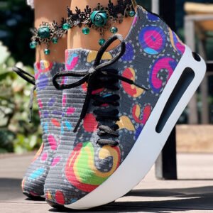 Random Print Side Lace Up Sport Shoes For Women – Slip-On Sneakers